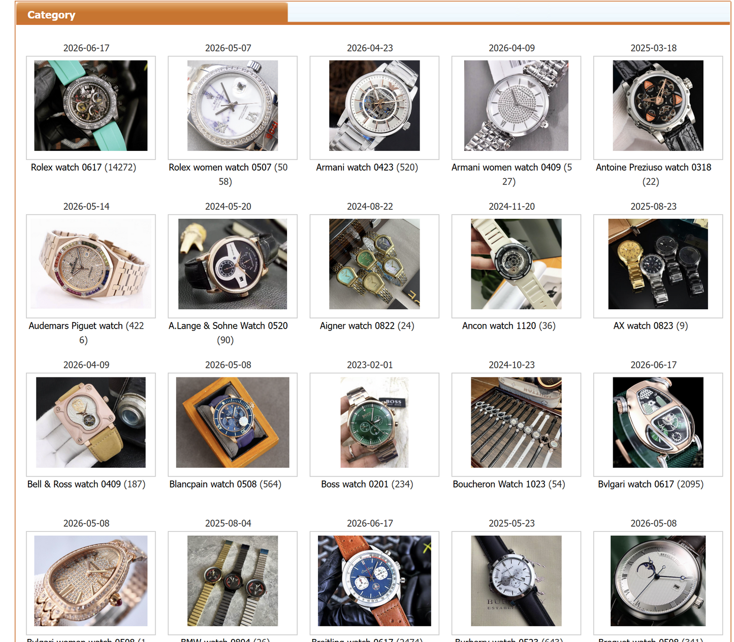 Pack Montres de Luxe  – Fournisseurs Chine